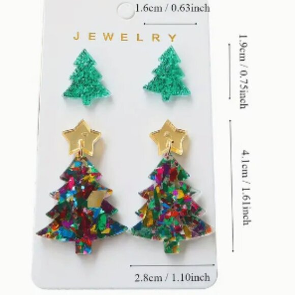 Two piece Holiday Christmas Stud Earring Duo - Resin - NEW - Picture 3 of 3